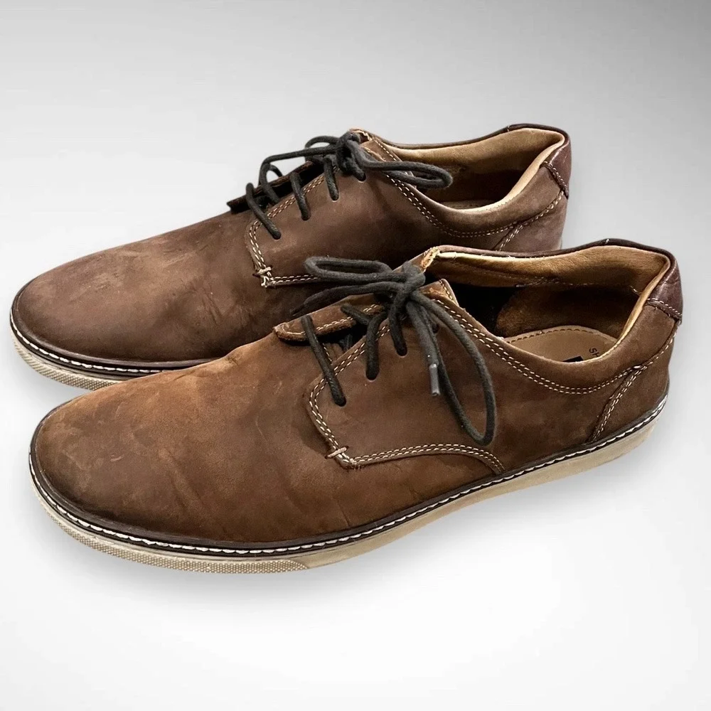 JOHNSTON & MURPHY Tan Oiled Full Grain Sheepskin McGuffey Plain‎ Derby Shoes Toe